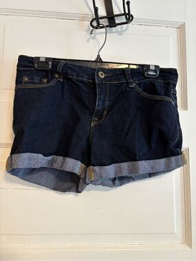 Women's Dark Blue Rolled Cuff Denim Shorts